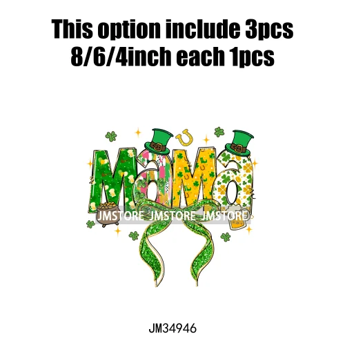 Coquette Lukcy Shamrock Mama Mini Gigi Nana Happy St Patrick's Family Iron On DTF Transfers Stickers Ready To Press For Clothing