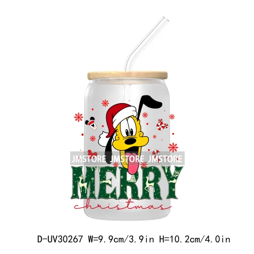 Merry Christmas Cartoon Mouse And Friends UV DTF Transfer Stickers Decals For Libbey Cold Cups Mugs Tumbler Xmas Bear Candy Cane