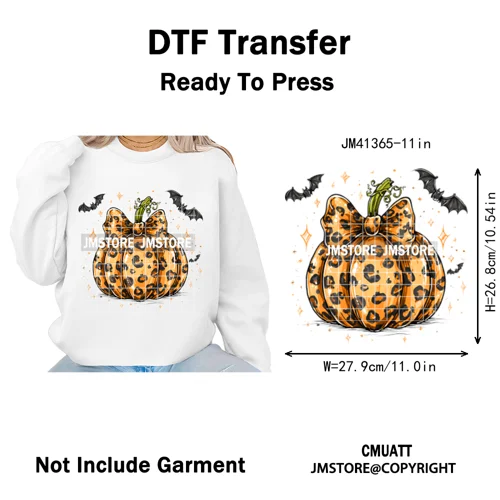 Preppy Coquette Halloween Floral Fall Pumpkin Spooky Season Iron on Washable DTF Transfers Stickers Ready to Press for Clothing