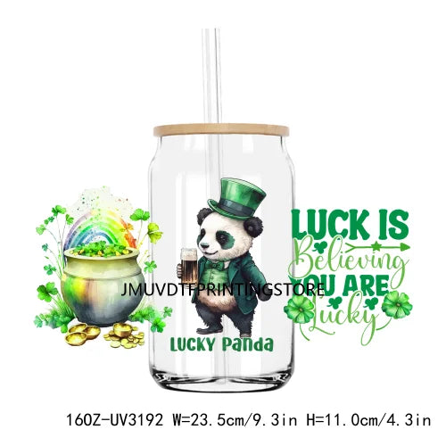 St. Patrick's Day Animals 16OZ UV DTF Cup Wrap Transfers Stickers Custom Labels DIY Waterproof Logo For Libbey Glass Can