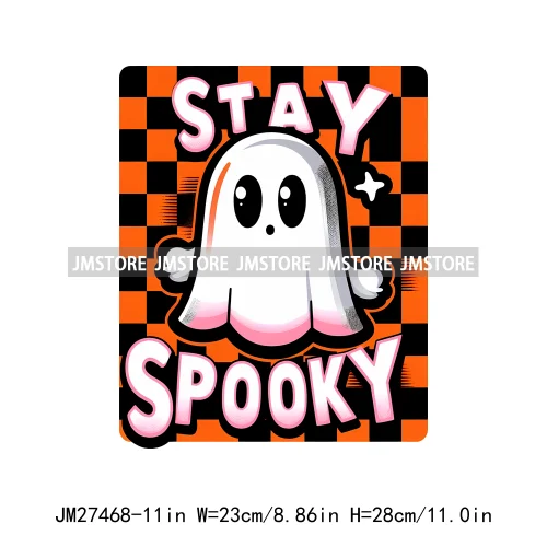 Colorful Coffee Spooky Babe Vibes Stay Spooky Season Ghost Skull Halloween DTF Decals Iron On Transfers Stickers For T-shirts