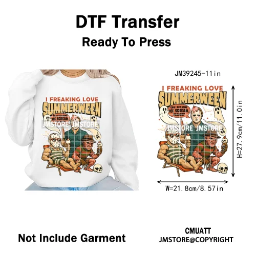 Pumpkin Spice Season Cartoon Horror Nightmare Halloween Vibes Iron on DTF Washable Transfers Stickers Ready to Press for Hoodies