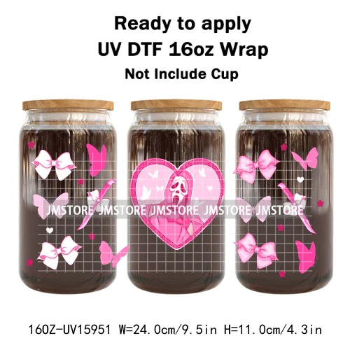 Halloween Horror Characters Scary Movie Killers 16OZ UV DTF Cup Wraps Ready To Apply Transfer Stickers For Libbey Glass Can Mugs