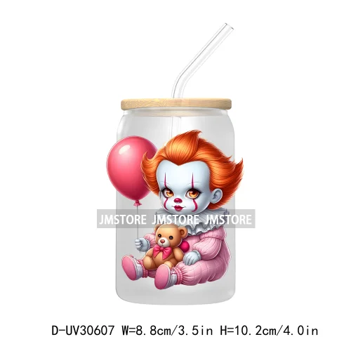 Horror Halloween Baby Girl Movie Killer UV DTF Transfer Sticker Decals For Libbey Cold Cup Mug Tumbler High Quality Cartoon Bear