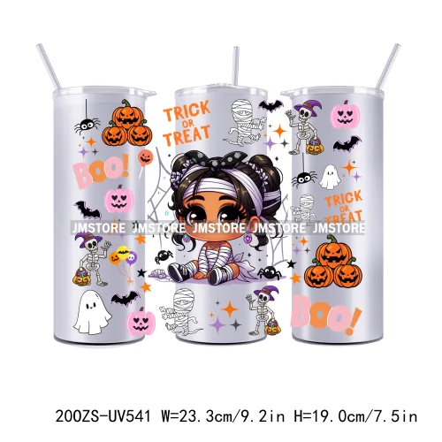 Latina Baby Halloween Pumpkin 20OZ Straight Skinny Tumbler Wrap UV DTF Cup Wraps Custom Labels Transfer Sticker Waterproof Logo