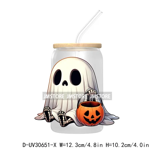 Spooky Cartoon Halloween Characters UV DTF Transfer Stickers Decals For Libbey Cold Cups Mugs Tumbler Waterproof Baby Princess