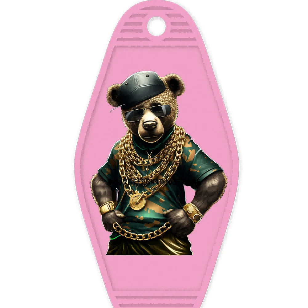 Cool Hustle Dog With Money High Quality WaterProof UV DTF Sticker For Motel Hotel Keychain Urban Street Teddy Bear