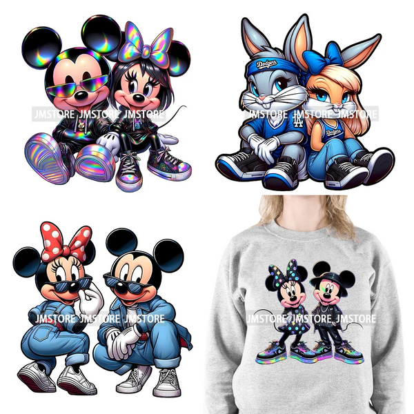 Cartoon Animal Sport Cheer Thermal Designs Baby Pink Mouse Iron On DTF Heat Press Transfers Stickers Ready To Press For Clothes