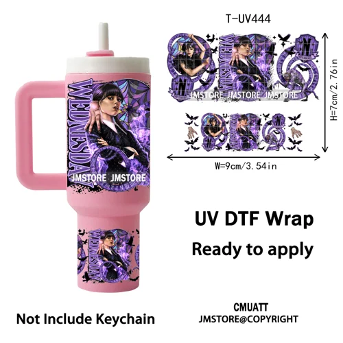 Halloween Nightmare Cartoon Characters UV DTF Mini Tumbler Keychain Wraps Ready To Apply Transfer Stickers Waterproof Decals