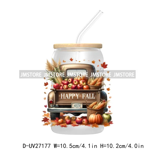 Happy Fall Autumn Pumpkins Season UV DTF Transfer Stickers Decals For Libbey Cold Cups Mugs Tumbler Waterproof Labels Boho Ghost