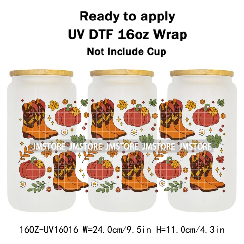 Fall Pumpkin Bow Autumn Girly UV DTF Stickers Ready To Transfer Cup Wrap Custom Labels DIY Craft For Libbey Can Glass Tumblers