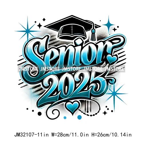 Fashion Senior 2025 Proud Graduate High School Spirit Iron On DTF Transfers Stickers Ready To Press For Sweatshirts Bags