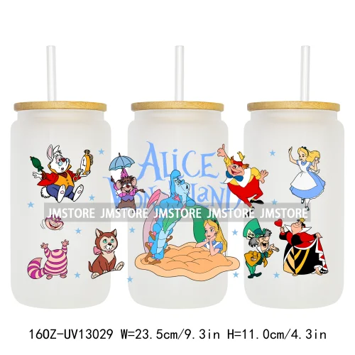 Cartoon Princess In Wonderland UV DTF Wraps Transfer Sticker Ready To Apply Waterproof Logo For 16OZ Libbey Glass Can Tumbler