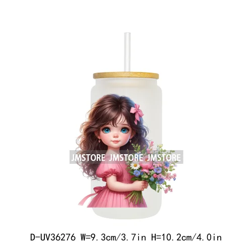 Cute Little Girl Butterfly Wings UV DTF Transfer Stickers Decal Ready To Apply Waterproof For 16OZ Libbey Glass Can Cups Tumbler