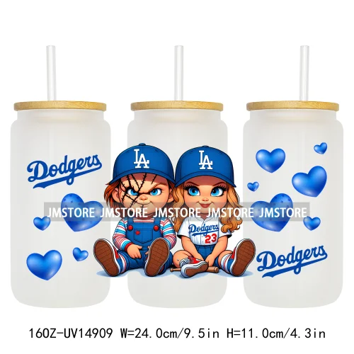 Baseball Sport Cartoon Characters UV DTF Wraps Transfer Sticker Ready To Apply Waterproof Logo For 16OZ Libbey Glass Can Tumbler