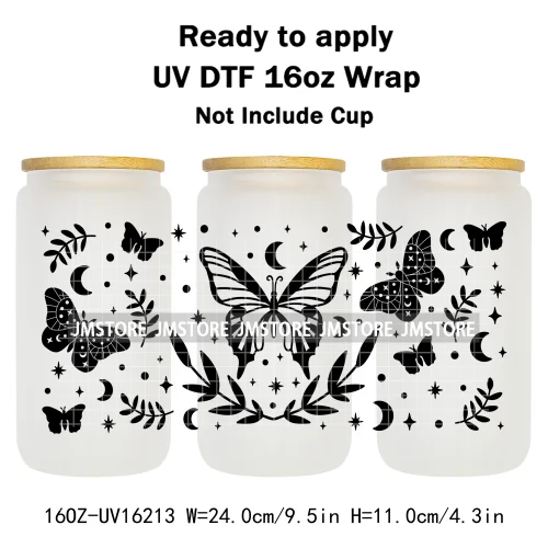 Floral Coquette Bow Strawberry Lemon Bookish UV DTF Wraps Transfer Sticker Waterproof Logo For 16OZ Libbey Glass Can Tumbler
