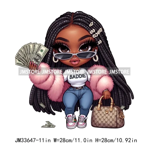 Hustler Hands Fingernails Manicure Money Stack Rich Boss Black Woman Iron On DTF Transfers Stickers Ready To Press For Clothes