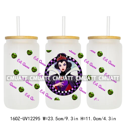 Colorful Round Cartoon Princess Girls 16OZ UV DTF Cup Transfer Wrap Transfer Stickers Waterproof DIY Logos For Libbey Glass Can