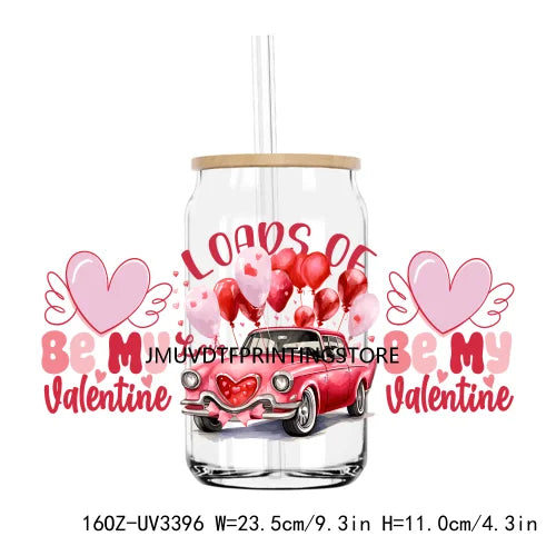 XOXO Valentines Coffee Cup 16OZ UV DTF Cup Wrap Transfers Stickers Custom Label DIY Waterproof Logo For Libbey Glass Can Hearts