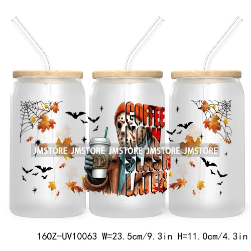 Trendy Horror Movies Character 16OZ UV Cup Wrap DTF Transfer Stickers For Libbey Glass Can Cups Tumbler Coffee Now Slash Later