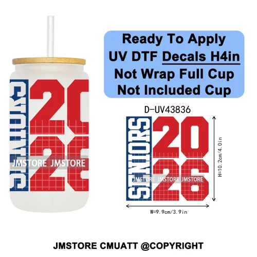 Graduation Crew 2026 Senior UV DTF Transfer Stickers Decals Ready To Apply Good Quality Prints For Libbey Cold Cup Mug Bottle