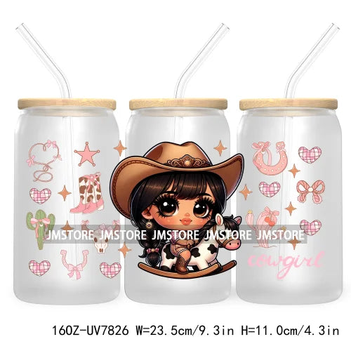 Cute Chibi Mexican Latina Baby Girl 16OZ UV DTF Cup Wrap Transfers Stickers For Libbey Glass Can Cups Tumbler Waterproof Skulls