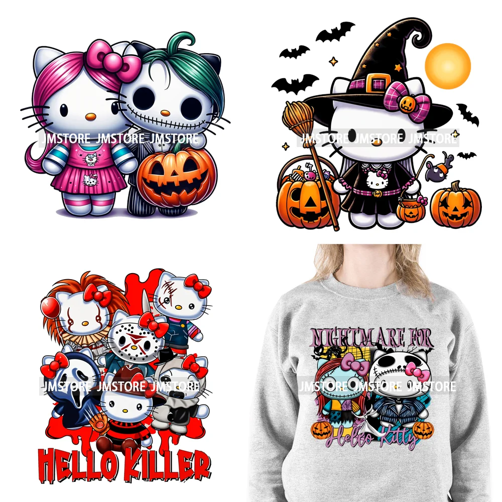 Cartoon Horror Character Halloween Vibes Pumpkin Killer Logos Iron On DTF Transfers Stickers Ready To Press For Hoodies