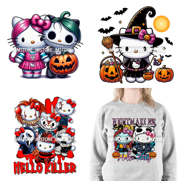 Cartoon Horror Character Halloween Vibes Pumpkin Killer Logos Iron On DTF Transfers Stickers Ready To Press For Hoodies