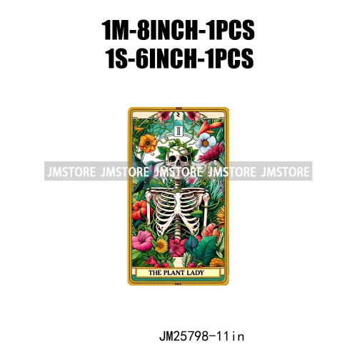 Colorful Plant Lady Stoner Skeleton Funny Drama Queen Mood Nurse Tarot Card DTF Iron On Heat Press Transfer Stickers For Clothes