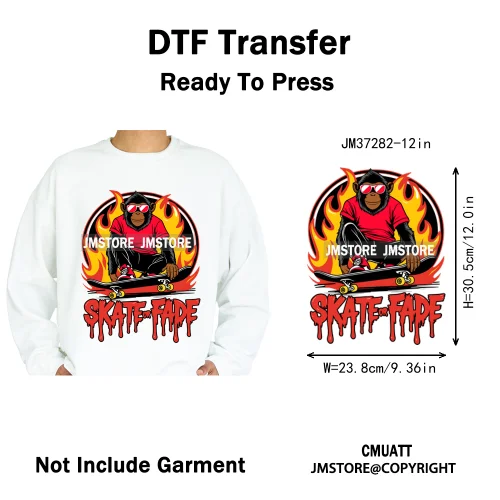 12in Graffiti Streetwear Beasts Cartoon Animals Hip Hop Quotes Iron on DTF Heat Transfers Stickers Ready to Press for Hoodies
