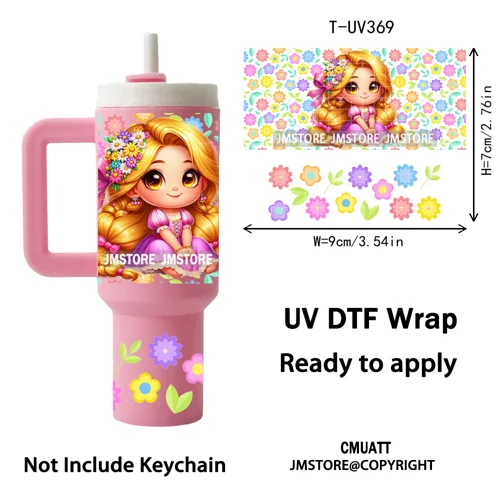 Baby Princess Butterfly Coquette Bow UV DTF Mini Tumbler Keychain Wraps Ready To Apply Transfer Stickers Prints Waterproof Decal