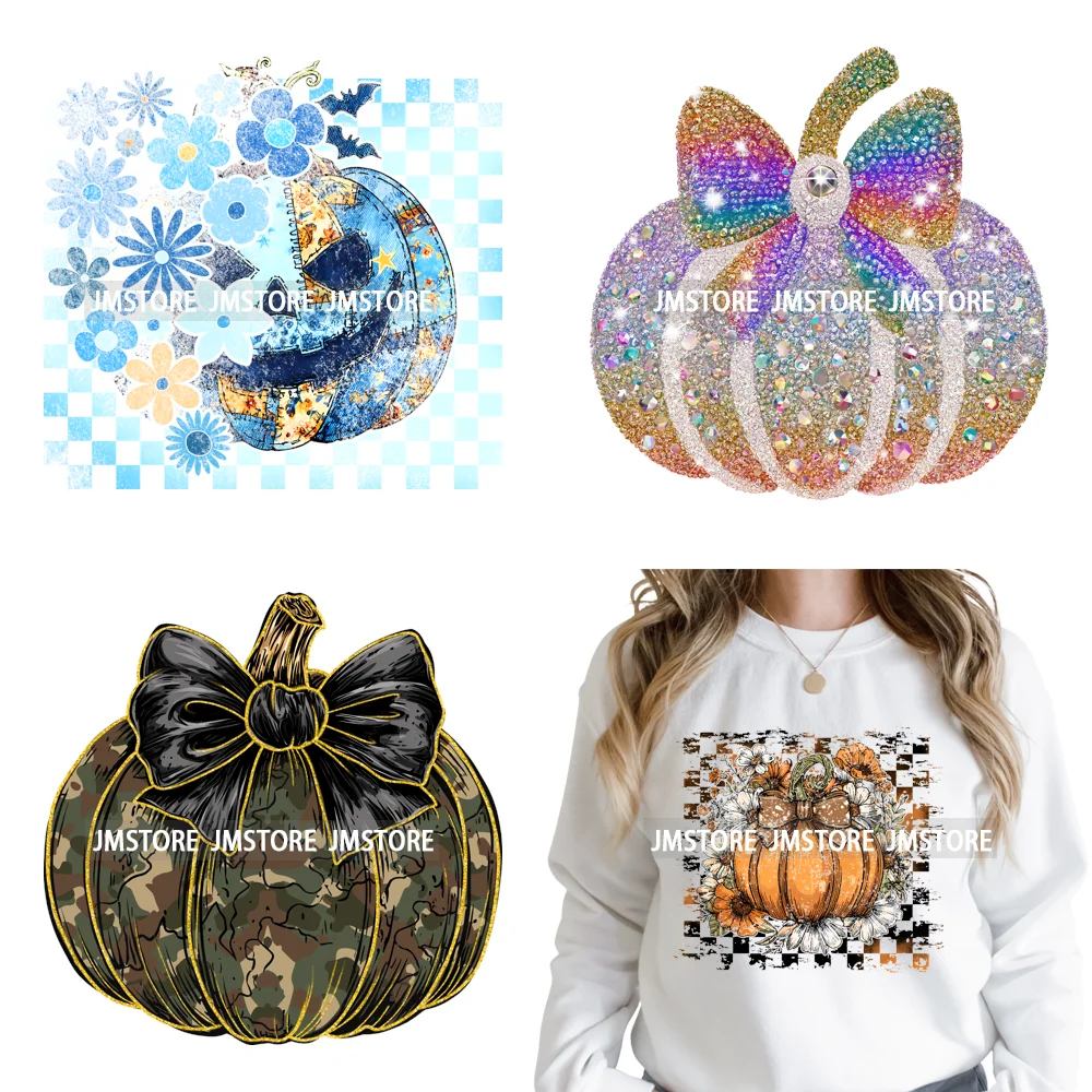 Preppy Coquette Halloween Floral Fall Pumpkin Spooky Season Iron on Washable DTF Transfers Stickers Ready to Press for Clothing