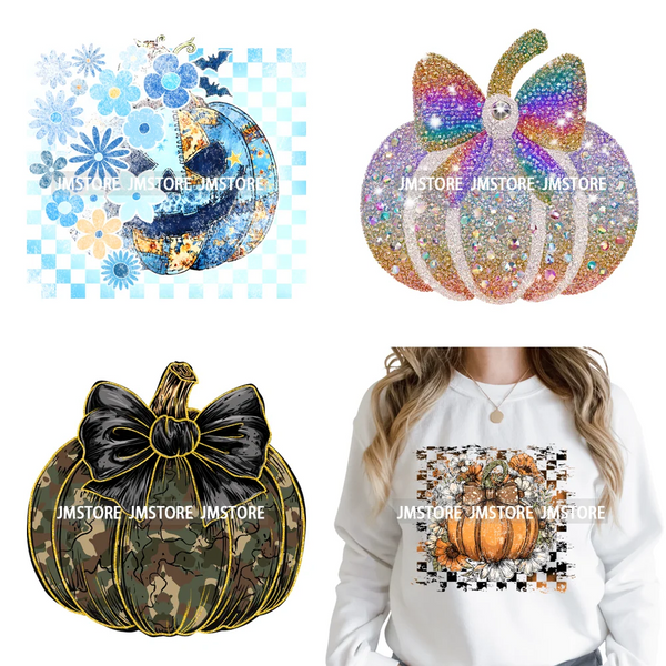 Preppy Coquette Halloween Floral Fall Pumpkin Spooky Season Iron on Washable DTF Transfers Stickers Ready to Press for Clothing
