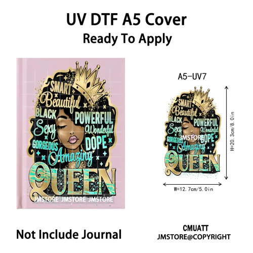 Floral Butterfly Black Girl Religious A5 Notebook UV DTF Wraps Ready To Apply Custom Transfer Stickers Decals For Journal Cover
