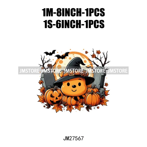 Cartoon Halloween Spooky Season Pumpkin Rip Gravestone Skull DTF Iron On Transfers Stickers Printing Ready To Press For Clothing