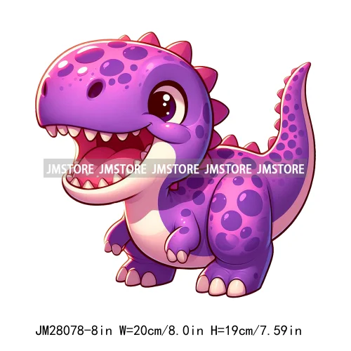 Colorful Dinosaur Baby Animal Thermal Printing Iron On DTF Transfer Stickers Ready To Press For Clothes