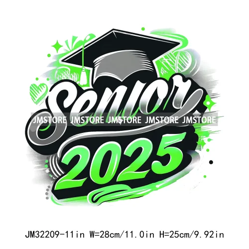 Senior Cap Class of 2025 High School Love Gifts College Grad Iron On DTF Heat Transfer Stickers Ready To Press For Clothing Bags