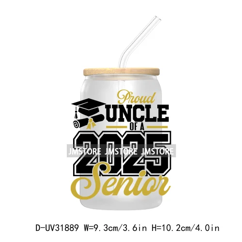 Proud Family Of 2025 Graduate Senior UV DTF Transfer Stickers Decals For Libbey Cold Cups Mugs Tumbler Waterproof Class Of 2025