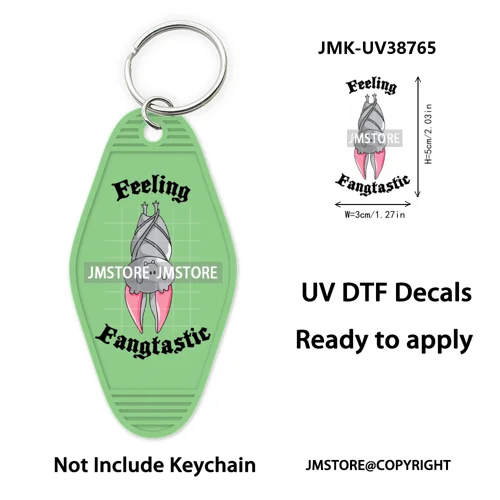 Funny Halloween Skull Skeleton Ghosts UV DTF Motel Keychain Wraps Ready To Apply Waterproof High Quality Hotel Keychain Decals