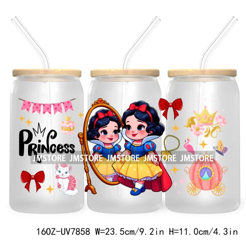 Cute Baby Princess Queen 16OZ UV Cup Wrap DTF Transfer Stickers For Libbey Glass Can Cups Tumbler Waterproof Labels Best Friends