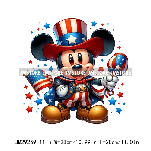 Washable Cartoon Animal 4th Of July Independence Day Freedom Iron On DTF Transfers Stickers Ready To Press For Clothing