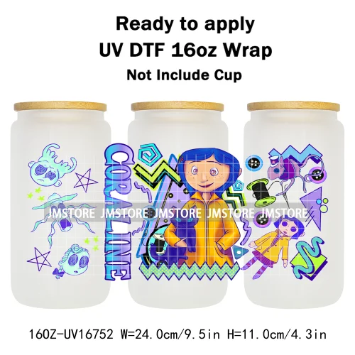 Coquette Bow Movie Eyes Buttons 16OZ UV DTF Cup Wraps Ready To Apply Waterproof Transfer Stickers For Libbey Glass Can Tumbler