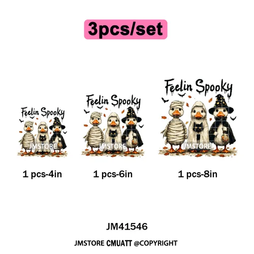 Pumpkin Leopard Spooky Ghost Moo Boo Cow Pet Halloween Bow Iron on DTF Washable Transfers Stickers Ready to Press for T-shirts