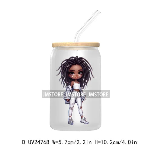 Cute Little Black Boy Girl UV DTF Transfer Stickers Decals For Libbey Cold Cups Mugs Tumbler Waterproof DIY Craft Cool Afro Kids