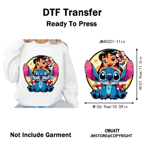 Funny Cartoon Playing Kids Love Character Thermal Printing Iron on DTF Washable Transfers Stickers Ready to Press for T-shirts