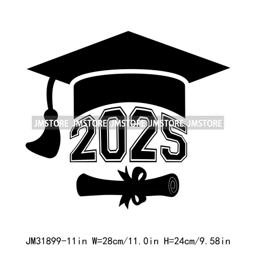 Happy University Graduate Senior Class Of 2025 Decals Iron On DTF Heat Transfer Stickers Ready To Press For Clothes Bags