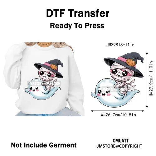 Spooky Coffee Lover Halloween Coquette Pumpkins Witches Ghost Iron on DTF Washable Transfers Stickers Ready to Press for Clothes