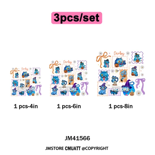 Cute Blue Tiger Idol Group Characters Kpop Halloween Pumpkin Iron on DTF Washable Transfers Stickers Ready to Press for Textile
