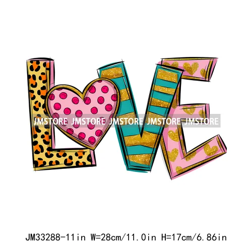 Colorful Love Heart Lips Coquette Happy Valentine's Day Iron On DTF Heat Press Transfers Stickers Ready To Press For Clothing