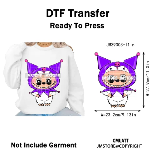 Colorful Monster Keychain Doll Character Designs Iron on DTF Washable Heat Transfers Stickers Ready to Press for T-shrits Bags
